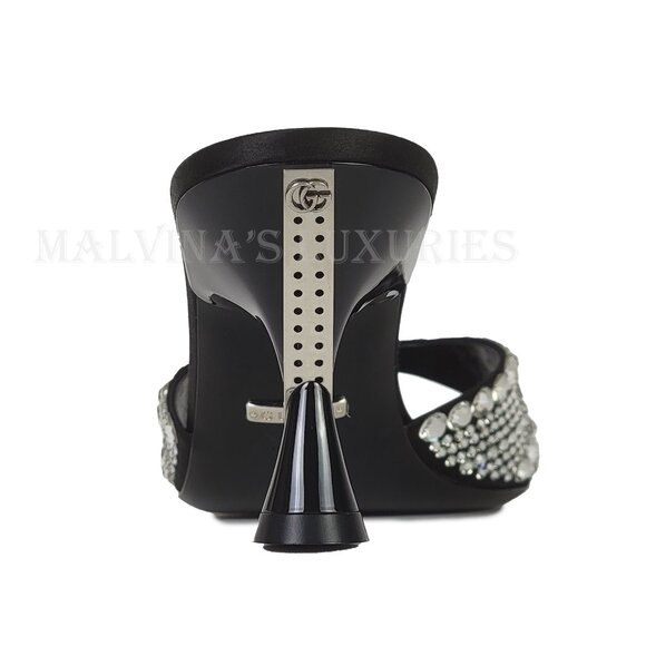 GUCCI SHOES GALACTICA CRYSTAL EMBELLISHED SATIN MULES SANDALS sz 36.5 6.5 - Picture 5 of 15